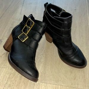 Mossimo Black Booties with Gold Buckles